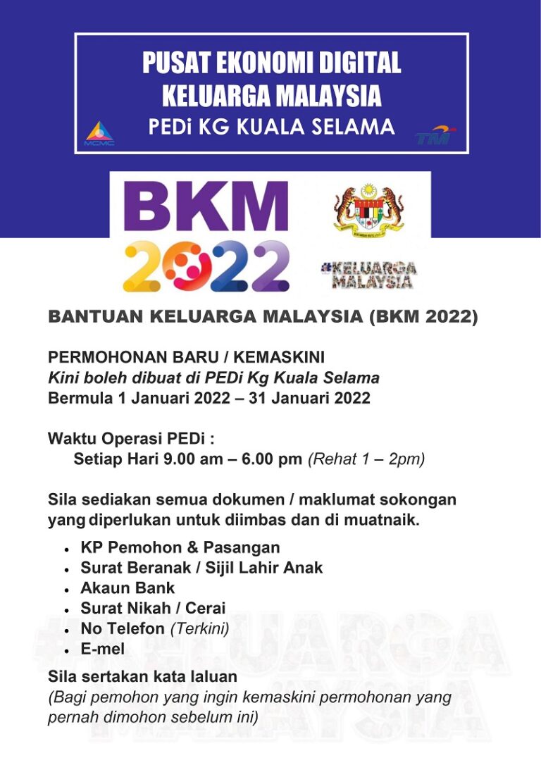 BANTUAN KELUARGA MALAYSIA BKM 2022 PEDi KG KUALA SELAMA small
