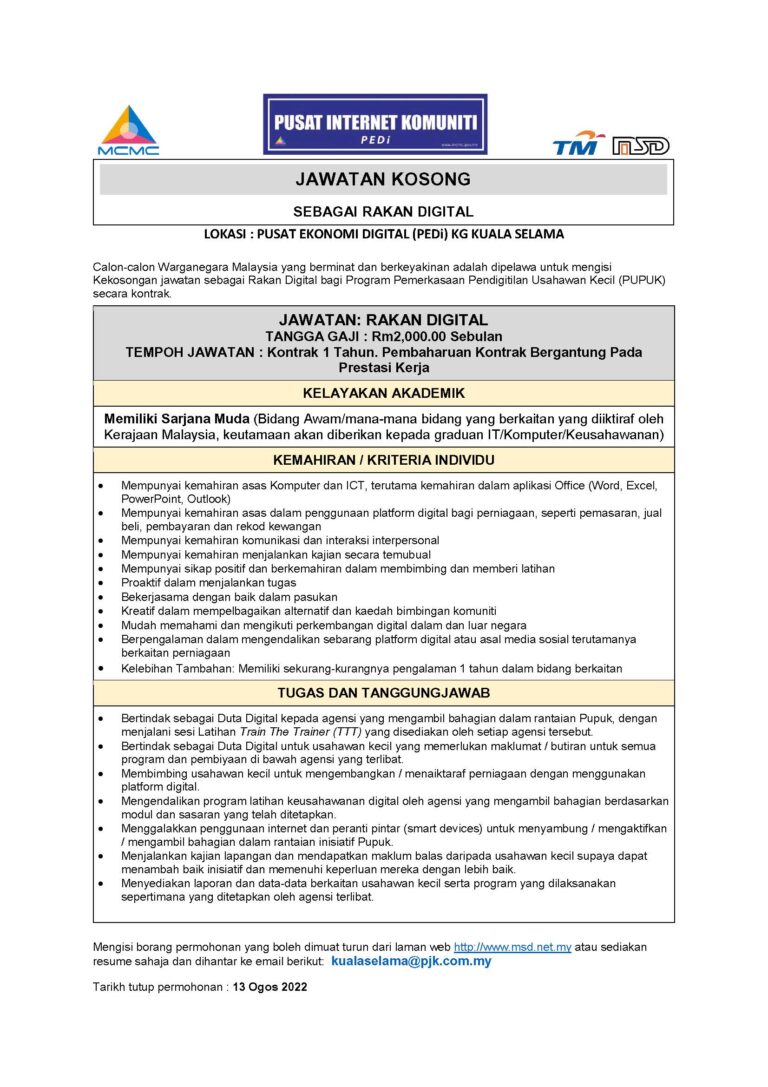 POSTER RAKAN DIGITAL PEDi Kg Kuala Selama